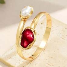 1 chiếc vòng tay ngọc trai giả bất đối xứng tối giản thời trang, vòng tay điều chỉnh được kiểu dáng độc đáo cho kỳ nghỉ hè trên bãi biển dành cho nữ. - hình học - Xem 8