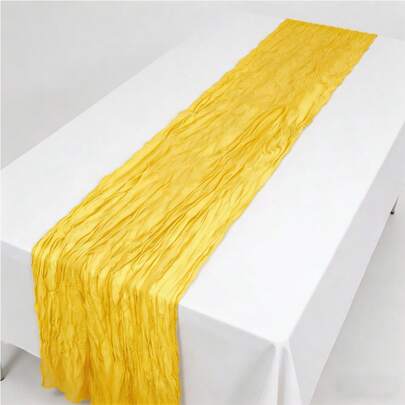1 tấm khăn trải bàn bằng vải voan mỏng màu vàng chanh, kích thước 90*300cm, kiểu dáng trang trại, thích hợp cho lễ Phục sinh, tiệc mừng em bé, tiệc sinh nhật, trang trí bàn tiệc cưới.