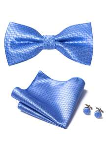 1 Set de Nœud Papillon en Soie de Couleur Claire, Spécifiquement pour les Smokings ou les Tenues de Soirée Formelles, Exclusif pour les Dîners Formels, les Mariages et Autres Occasions - Couleurs mélangées - Voir 2