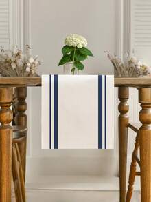 1pc Bohemian Style Minimalist Striped Pattern Table Runner, Textured Rectangular Tablecloth Suitable For Dining Table, Coffee Table, Home Decor, Durable Kitchen And Dining Room Decoration, Table Decor - Navy Blue - View 6