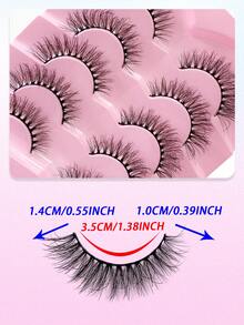 ENCHUW 5 Pairs False Lashes Soft Lashes Thick Eye Lashes False Eyelashes Natural Look Cat Eye Lashes Wispy Fake Eyelashes Fluffy Natural Eye Lashes - Black - View 2