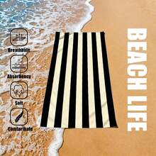 1pc Classic Striped Ultra-Soft Microfiber Beach Towel - Super Absorbent, Quick Dry, Large Bath Towel For Summer Beach, Pool And Home Use, Rectangular Beach Blanket - Style4 - View 5