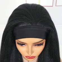 Headband Wig, Yaki Ribbon Hair, Black Synthetic Ribbon Wig, Lace-Free Wig, Natural Color Wig Cap - Multicolor - View 6