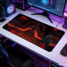 Anime Hand Seal Red & Black XXL Extended Gaming Mouse Pad, Large Desk Mat With Non-Slip Rubber Base, Stitched Lock Edge Washable Desktop Pad, Suitable For Gaming Setup Home Office, Ideal Gift For Gamers & Anime & Aesthetic Fans - View 5