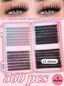 Fengxiu Eyelash 560片/651片大容量睫毛册，仿貂毛单簇假睫毛，10D+30D+50D+80D+100D混合款式，俄式浓密睫毛，3D蓬松纤长尖头假睫毛，D/DD卷度，0.31-0.63英寸混合长度，0.07毫米超薄，柔软舒适，可重复使用，DIY嫁接睫毛，5种款式，尖头假睫毛，单簇假睫毛，适合日常妆容、派对、舞台、角色扮演、美容保健、节日魅力妆容。 - DD - 查看 8