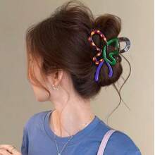 亚克力极简大理石纹发爪夹，夏季时尚女士发饰，优雅发夹 - 彩色 - 查看 6