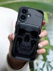 Cardholder Phone Cases Dark Skull Patterned Magnetic Phone Case And Card Holder, Compatible With IPhone 17, 17 Air, 17 Pro, 17 Pro Max, 16, 15, 14 Pro Max, 13, 12, And 11 Plus. Shockproof All-Around Protection | Luxurious Leather Wallet-Style Phone Case | Holds 1-3 Cards. - Mixed Colors - View 1