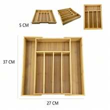 1pc Bamboo Drawer Organizer Box, Expandable Kitchen Utensil Storage Rack, Bamboo Wood Multi-Compartment Chopstick Spoon Fork Divider Box, Drawer Storage Rack, 4 Size Options, Desktop Kitchen Storage Box, Cutlery Organizer - View 9