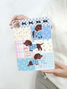 1 件装拼接蓝色格子腊肠犬印花透明平板电脑保护套，饰有蝴蝶结、星星、爱心元素，可爱又治愈，充满少女魅力，兼容 iPad Pro 11 英寸、Air 2、Air 第五代（2022 年）、Air 11 英寸（M2，2024 年）、Air 11 英寸（M3，2025 年）、第十代 - 無色 - 查看 23