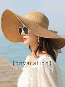 1pc Women's Butterfly Decor UV Protection Bohemian Style Sun Hat, Summer Boho,Beach,Vacation - Multicolor - View 4