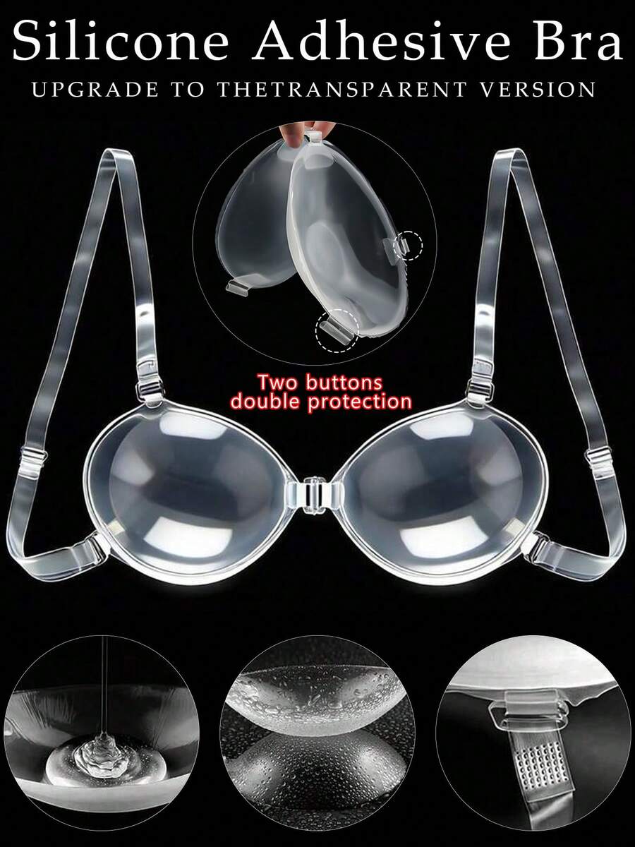 Pétalas de silicone adesivas transparentes para sutiã, ideais para fotografia de casamento, vestidos sem alças, sutiãs invisíveis, vestidos, macacões, viagens e férias. Realçam o decote e oferecem sustentação para um busto sensual. - Multicolorido - Ver 1