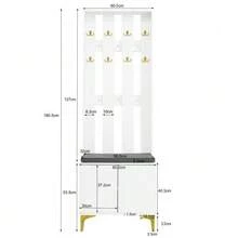 Wardrobe Set With Bench And Shoe Cushion, Wardrobe Front With Hooks, Shoe Rack With Drawers And Doors [OLD SKU: WF32579234B] - White - View 5