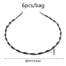 6pcs Unisex Black Invisible Sports Headband, Minimalist Korean Style Hairband, Wave Hair Clip Headpiece, DIY Party Holiday Headband Base - Black - View 10