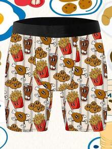 1 chiếc quần boxer nam kiểu dáng độc đáo, in hình hoạt hình retro Mỹ, phong cách đường phố Mỹ, chất liệu vải dệt kim, dáng rộng thoải mái, thoáng khí và thấm hút mồ hôi, mềm mại và thân thiện với da, quần lót boxer thể thao thường ngày. - Nhiều màu - Xem 2
