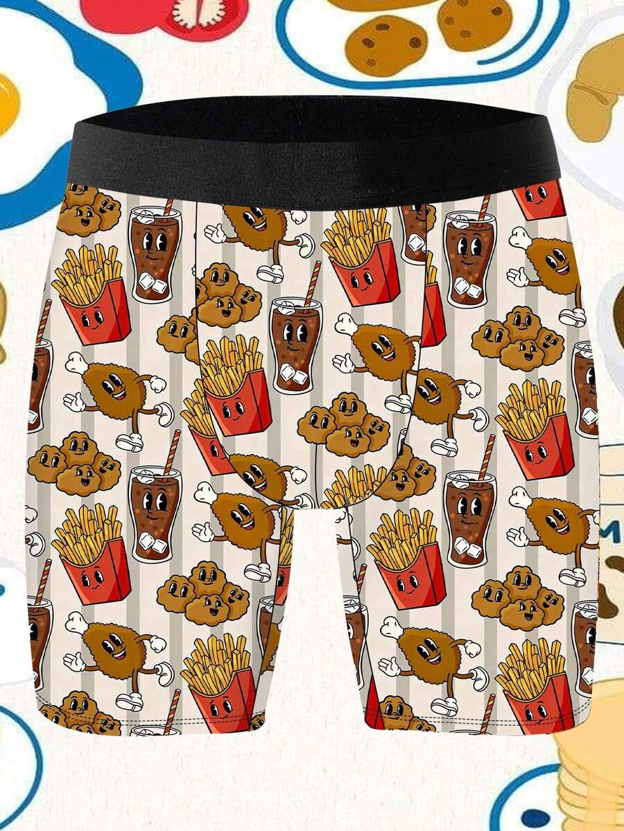 1 chiếc quần boxer nam kiểu dáng độc đáo, in hình hoạt hình retro Mỹ, phong cách đường phố Mỹ, chất liệu vải dệt kim, dáng rộng thoải mái, thoáng khí và thấm hút mồ hôi, mềm mại và thân thiện với da, quần lót boxer thể thao thường ngày.