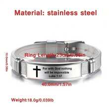 可调节不锈钢硅胶手环，饰有十字架和圣经经文 19:26 - 励志手镯 - 休闲日常佩戴配饰，精美礼品 - 白色 - 查看 9