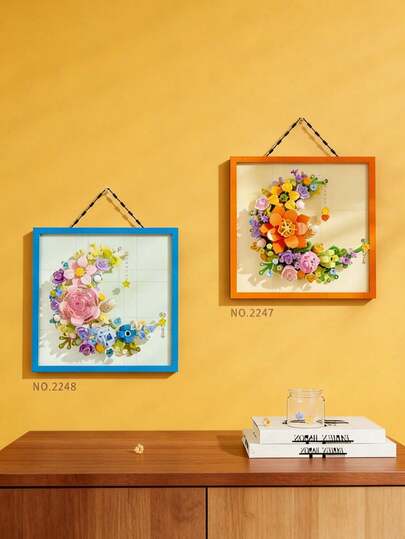 546 قطعة مجموعة كتل بناء إطار صور الزهور الأبدية، مشهد آلة موسيقية ثلاثية الأبعاد إبداعية، تجميع ديكوري صعب، ديكور مكتبي منزلي، هدية فريدة للأعياد والمناسبات والأطفال والبالغين