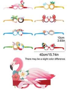 8/16 Pairs Hawaiian Tropical Party - Beach Themed Photo Booth Props, Summer Element Design, Feather-Free, Universal Size, Wholesale Hawaiian Party Glasses, Beach Party Paper Gifts, Hawaiian Party Glasses, Tropical Party Photo Props, Party Costume Accessories, Summer Beach Party Supplies - A - View 4