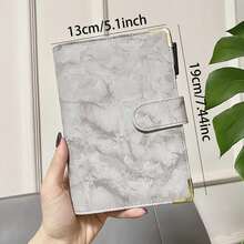 Sổ tay A6 dạng rời, bìa da PU vân đá cẩm thạch, sổ lập kế hoạch ngân sách tiền mặt 6 vòng, phong bì đựng tiền bằng da, sổ tay theo dõi thử thách tiết kiệm tiền kèm phong bì có khóa kéo. - A6 - Xem 2