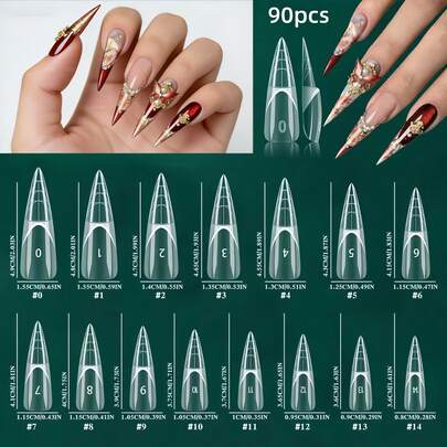 90 piezas Nuevo juego de moldes para uñas 5D, con líneas de escala auxiliares, fácil desmoldado, sin necesidad de pulir, adecuado para entusiastas del arte de uñas