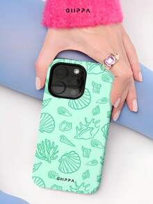 GIIPPA Ocean 1件装薄荷绿底壳贝壳图案设计手机壳，适用于 17 Pro Max，也适用于 16 Pro Max、15 Pro Max、14 Pro Max，韩版时尚趣味手机壳，兼容11/12/13/14/15/16 Pro Max Plus，优雅设计男女皆宜，是圣诞节、情人节、复活节、婚礼季和生日送给女友的理想礼物 - 薄荷綠 - 查看 5