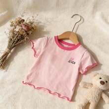 Little Girl Summer T-Shirt, Toddler Pink Print Top With Ruffle, 6-7 Year Old Birthday Set, Suitable For 4-7T Little Girls - Pink - View 4