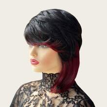 1pc Black Short Pixie Cut Human Hair Wig, Chocolate Brown With Wine Red Straight Pixie Cut Layered Short Hair Wig, Seamless Pixie Wig For Daily Use, No Bangs - Multicolor - View 6