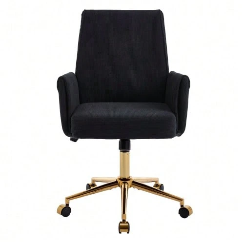 Height-Adjustable Office Swivel Chair With A Medium-High Backrest, Striped Upholstery, And Ergonomic Design – The Ideal Choice For Work, Study, Or Relaxation. The Medium Back Support Offers Excellent Support. - Black - View 1