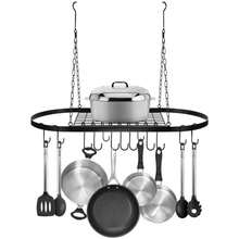 Pots And Pans Hanging Rack, Heavy-Duty Metal Pan Rack Hanger Organizer With 10 Hooks, Hanging Pot Rack Ceiling Mount For Kitchen Cookware Utensils Toiletries (80cm) - 80cm - View 5