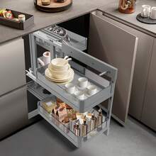 Blind Corner Cabinet Organizer,  Blind Corner Cabinet Pull-Out Organizer, Corner Pull Out Organizer - Dark Grey - View 1
