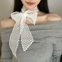 1条女士超长蕾丝发带，婚礼回礼，简约甜美涤纶蕾丝发圈，沙滩头饰，可用作发辫丝带、项链带、日常配饰，也可作腰带、包包挂饰、夏季发带、沙滩发箍、度假头巾、假日旅行夏季头巾 - 彩色 - 查看 4