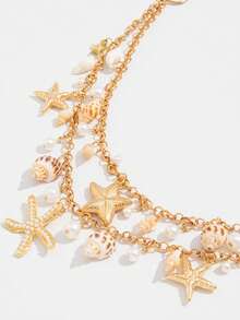 Dây chuyền eo hình sao biển Bohemian, ngọc trai giả, vòng cổ gợi cảm cho nữ, trang sức eo, dây chuyền bikini vàng. - Dây thắt lưng - Xem 6