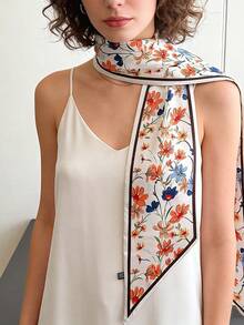1pc Women's Fashion Carriage Print Silk Scarf/Headband, Versatile Neck Scarf To Enhance Your Overall Look - Multicolor - View 4