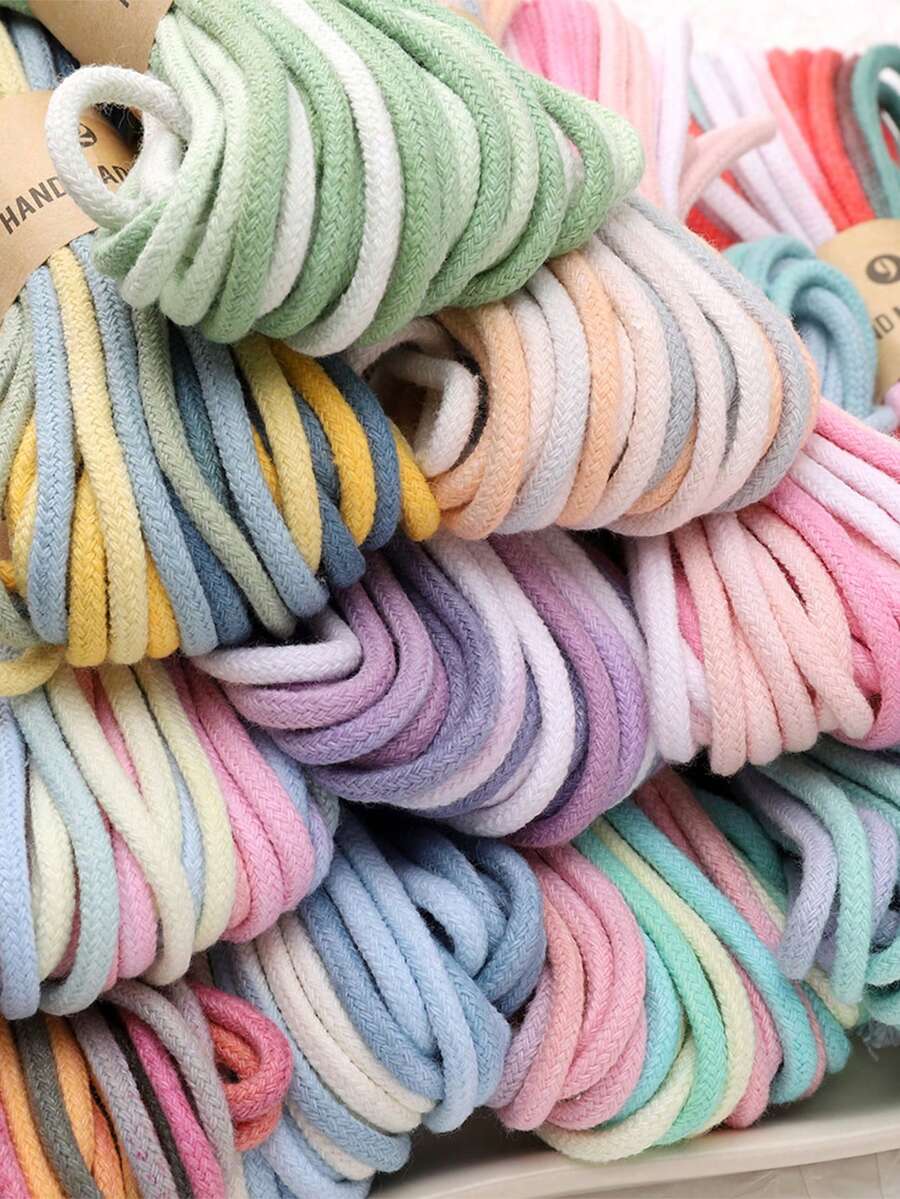 10M/Pack Hand Dyed Gradient Woven Rope - DIY Handmade, Gift Packaging, And Home Decoration Core Spun Rope - Soft And Durable Multi-Color Handmade Material, Bright Handmade Rope, Beading Cords & Threads - Gradient Braided Rope - View 1