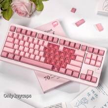 142键粉色爱心渐变闪光键帽，ABS+PC材质定制，Cherry原厂高度，适用于61/64/68/75/84/87/96键键盘 - 查看 5