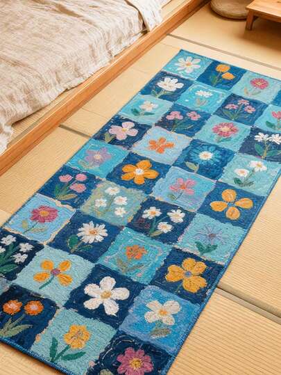 1件春夏款草莓图案装饰地毯，可爱时尚，适用于卧室、客厅、茶几、沙发、地垫，可水洗