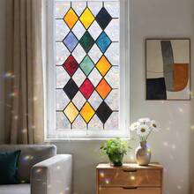 1/4pcs Colorful Geometric Diamond Glass Window Film, Rainbow Catcher Static Cling Privacy Glass Sticker, Removable PVC Decal For Bathroom, Home, Office - Diamond-shaped Color Film - View 11