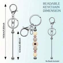 1/3/6/12/24/36 Beaded Keychain Strips, Alloy Blank Beaded Keychain DIY Keychain Accessory Kit, For Pendant Jewelry Making Gifts - One Size - View 4