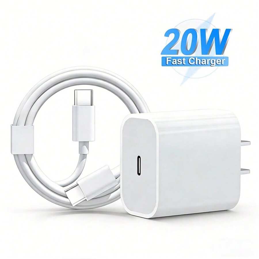 20W PD快充充电器墙式适配器 + 100厘米高效数据传输快充线，兼容 17 Pro Max/17 Pro/17/Air/16/15等机型 - 美規A型插(110-127V) - 查看 1