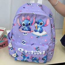 Ba lô Lilo & Stitch dành cho nữ và thanh thiếu niên - Ba lô họa tiết hoa và kem thời trang - Ba lô du lịch/sử dụng hàng ngày dung tích lớn, thiết kế nhiều ngăn - Túi xách thời trang cho học sinh, dây đeo vai có thể điều chỉnh - Sản phẩm được cấp phép chính thức - Nhiều màu - Xem 4