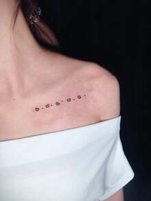 1pc Temporary Tattoo Sticker, Minimalist Collarbone Scroll Star Pattern Tattoo Sticker, Personalized Herbal Tattoo Sticker, Washable Temporary Tattoo Sticker, PVC Fashion Tattoo Sticker Suitable For People, Lasts 3-5 Days - Black - View 3