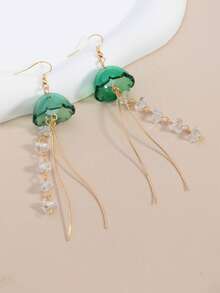 1 Pair Lightweight Geometric Tassel Jellyfish Pendant Earrings, Suitable For Swimming Pool Parties, Beach Vacations, Summer Outings And Daily Wear - Jellyfish Tassel - View 3