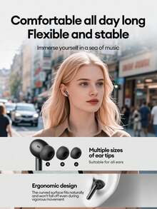 Lenovo LE232 ANC Combo Set, Noise Cancelling Bluetooth Headphones, Semi-In-Ear, Battery Level Display, Large Dynamic Driver, Surround Sound, High-Fidelity Audio, Clear Calls, Low Latency, Long Battery Life, Comfortable Silicone Wireless Earbuds, Compatible With Smartphones And Computers - Headphones + Cloth Bag 13*18 - Pink - View 9