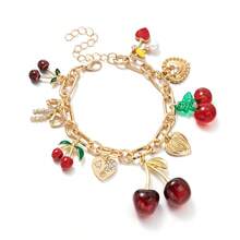 1pc Sweet Cute Cherry Bracelet, Minimalist Multi-Use Heart & Bow Tassel Bracelet, Delicate Gift Style Suitable For Holidays, Birthday, Mother's Day - Multicolor - View 4
