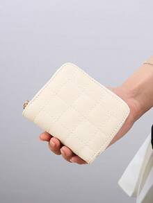 1pc Classic Rhombus Pattern Coin Purse, Square Shaped Zipper Wallet With Large Capacity Design For Easily Storing Bank Cards, ID, Coins And Keys, Retro Rhombus Embossed Craftsmanship, PU Leather Material Durable Scratch-Resistant Waterproof Anti-Dirty, Soft Smooth Touch Not Easy To Pilling And Deformation, Smooth Zipper Opening And Closing Without Jamming, Tight Zipper Closure To Prevent Falling - Multicolor - View 8