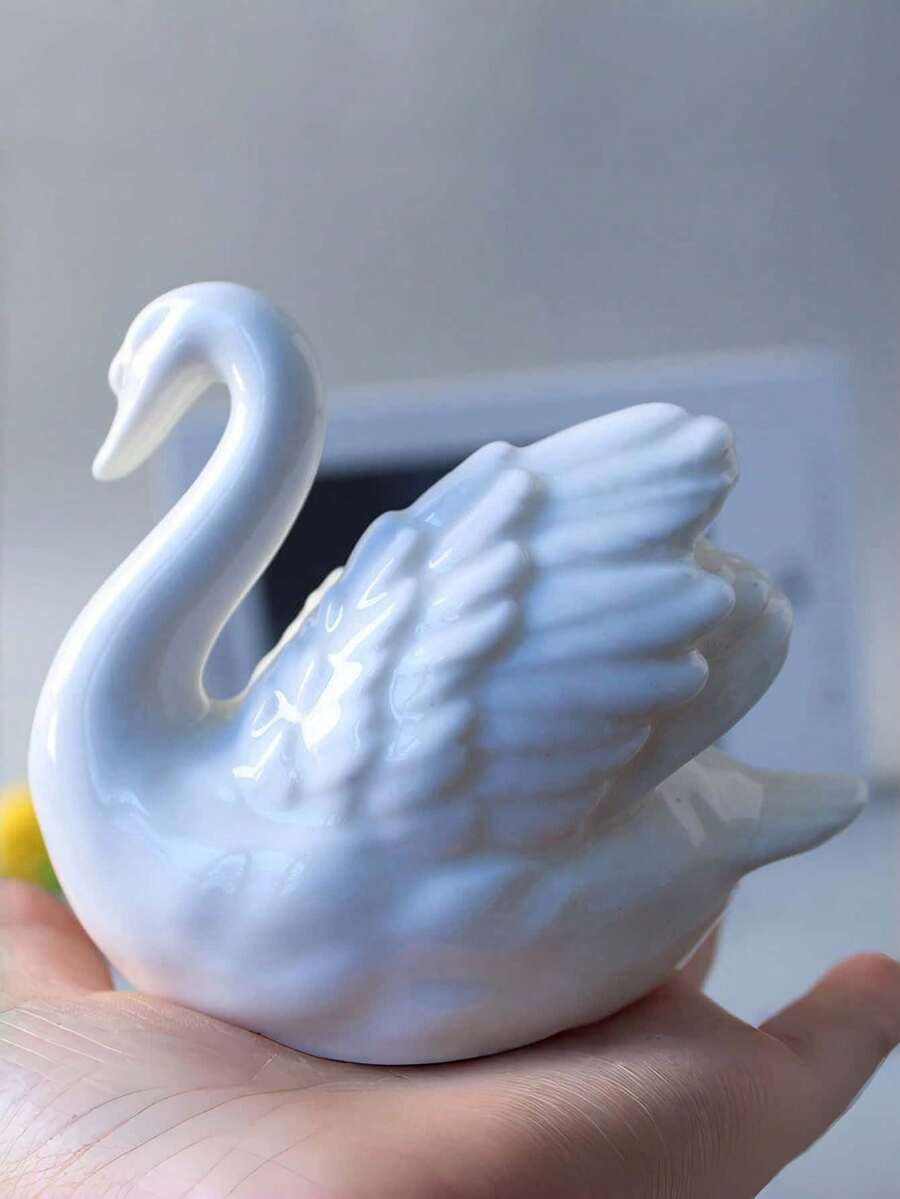 1件树脂天鹅雕塑 - 现代简约天鹅装饰品，适用于客厅、办公室、书桌和书架 - 优雅家居装饰雕塑（多色） - 1PC - 查看 1