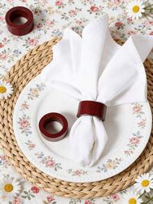 2-6pcs Rosewood Color Napkin Rings, Suitable For Tabletop Decor, Weddings, Thanksgiving And Home Decoration - Multicolor - View 9