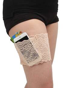1pc Women's Lace Garter With Non-Silicone Phone Pocket - Elegant Lace Design, Made Of Spandex, Hand Wash Recommended - Fashionable Thigh-High Sock Accessory | Comfortable Fit, Suitable For Women | Lingerie Accessory Lace Garter With Anti-Slip Thigh Phone Pocket - Multicolor - View 4