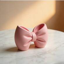 1pc Plastic Cute Bow Nail Brush Holder, Multi-Functional Makeup Brush Storage Bucket, Desktop Organizer Box Suitable For Manicure Tools, Stationery, Office And Home Decor - Pink - View 3