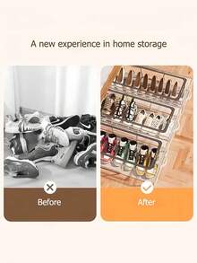 Transparent Shoe Storage Box Foldable Under-Bed Storage Organizer For Shoes Clothes & Home Organization No Assembly Shoe Rack Waterproof Closet Storage For Bedroom Living Room Dorm Under The Bed Shoe Cover Room Decor Home Decor Back To School - Multicolor - View 6